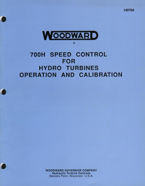 WOODWARD GOVERNOR COMPANY TYPE 700 H SPEED CONTROL   No 14078A